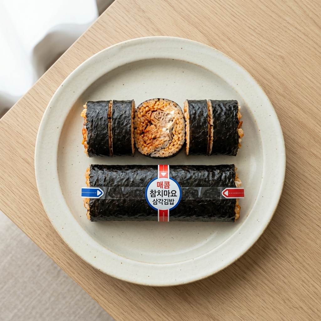 바삭한 불닭 참치마요 김밥 완성 음식 사진